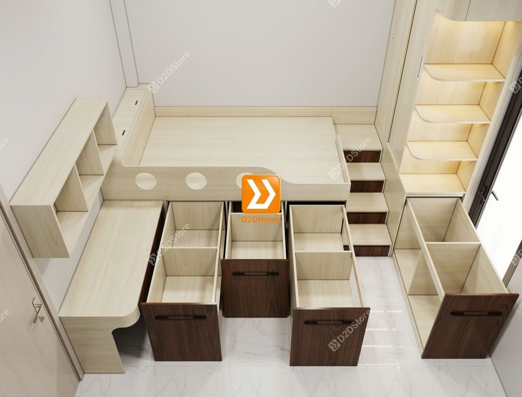 Tủ giường đa năng lưu trữ thông minh nhà anh Phương Trần
