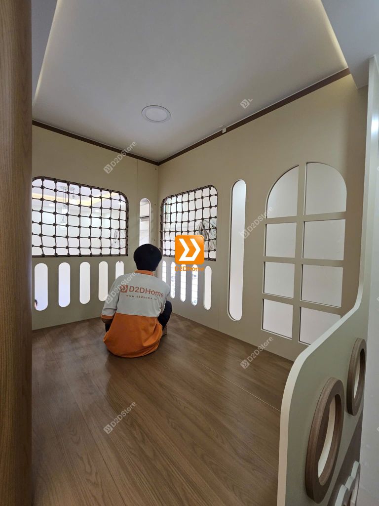 Phòng ngủ giường tầng cho 2 bé gái trạc tuổi nhà chị Thanh Thảo