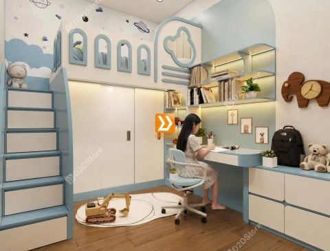 Phòng ngủ giường tầng cho bé gái nhà chị Mỹ Xuyên
