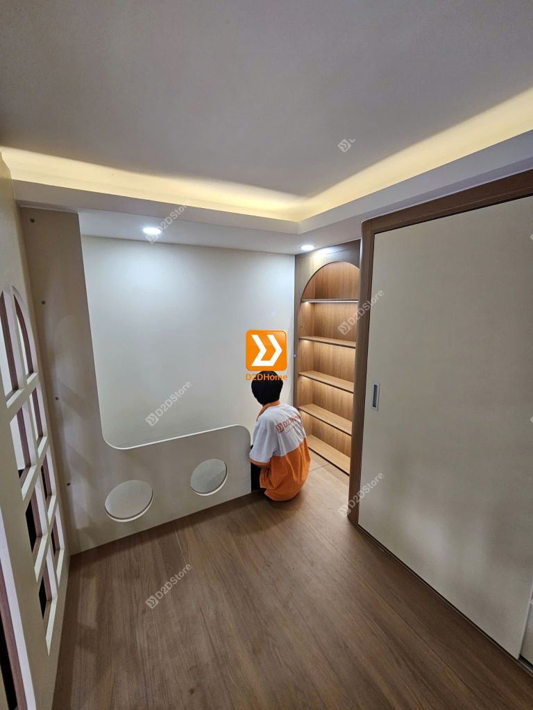 Phòng ngủ giường tầng cho 2 bé gái trạc tuổi nhà chị Thanh Thảo