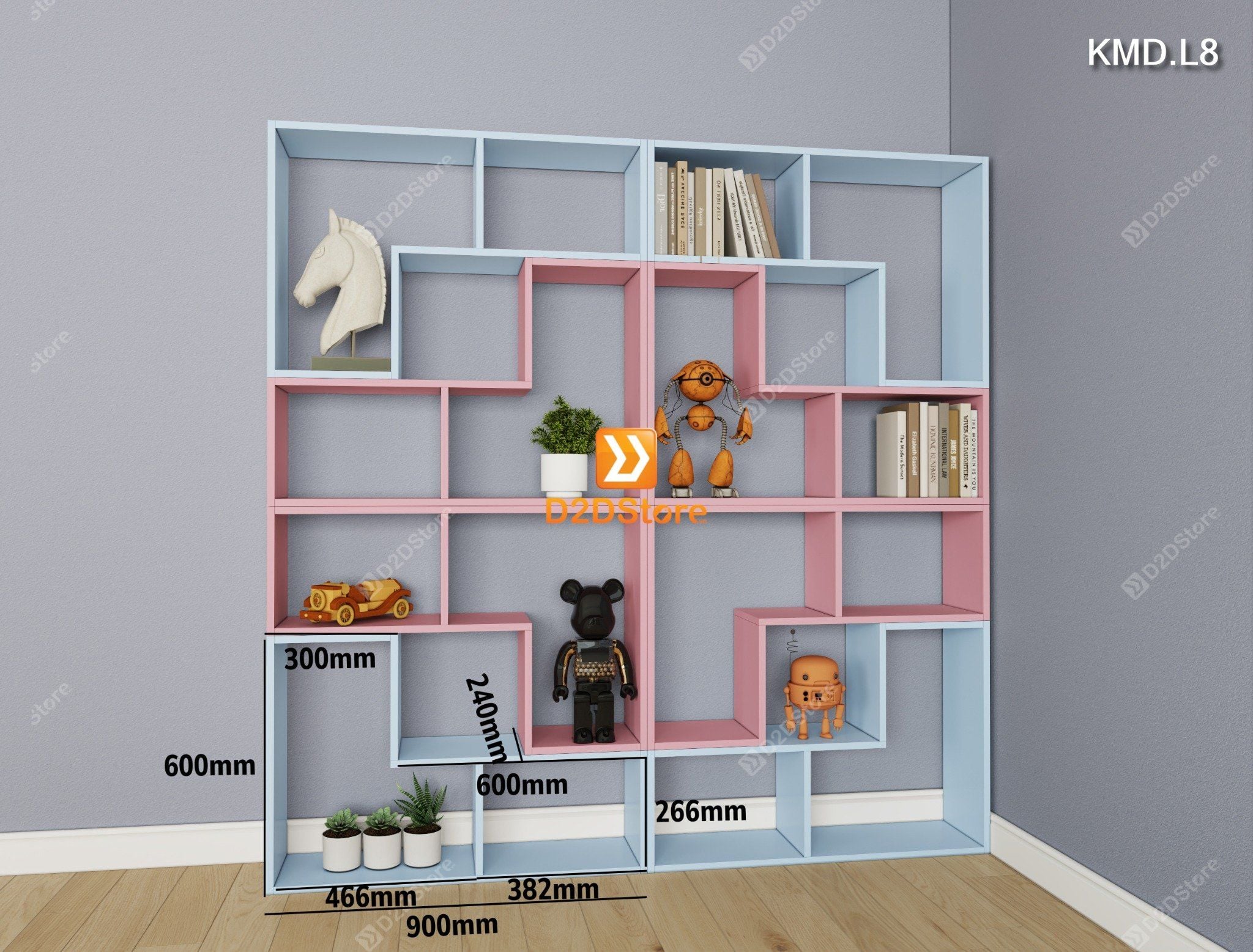  Kệ sách module trang trí mã KMD.L8 