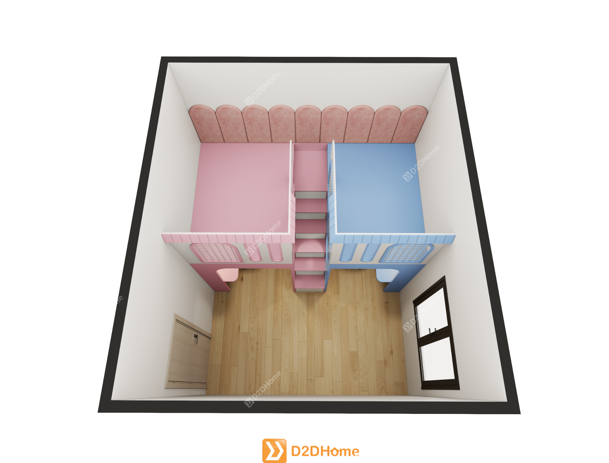  Phòng ngủ giường tầng cho 2 bé trai và gái nhà chị Huệ Nguyễn 