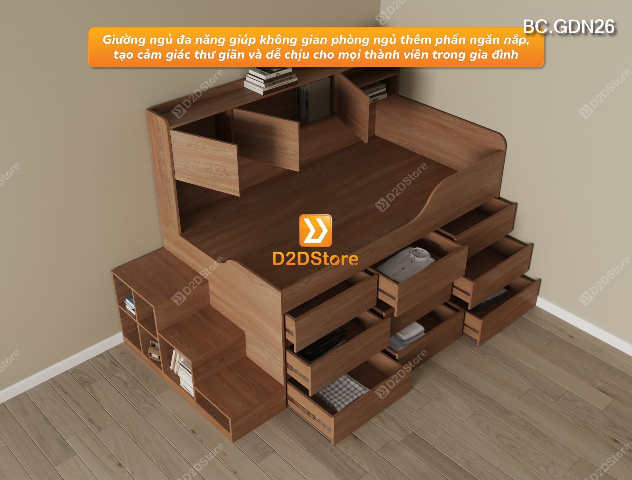  Giường đa năng nhiều ngăn kéo BC.GDN26 