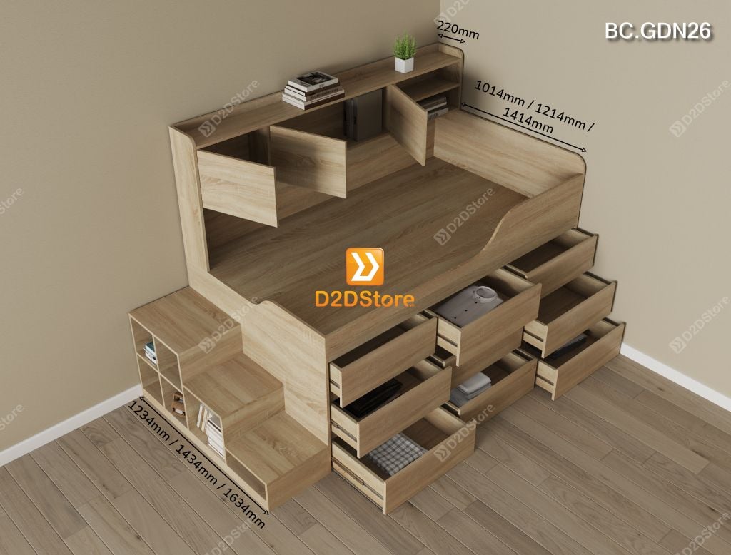 Giường đa năng nhiều ngăn kéo BC.GDN26