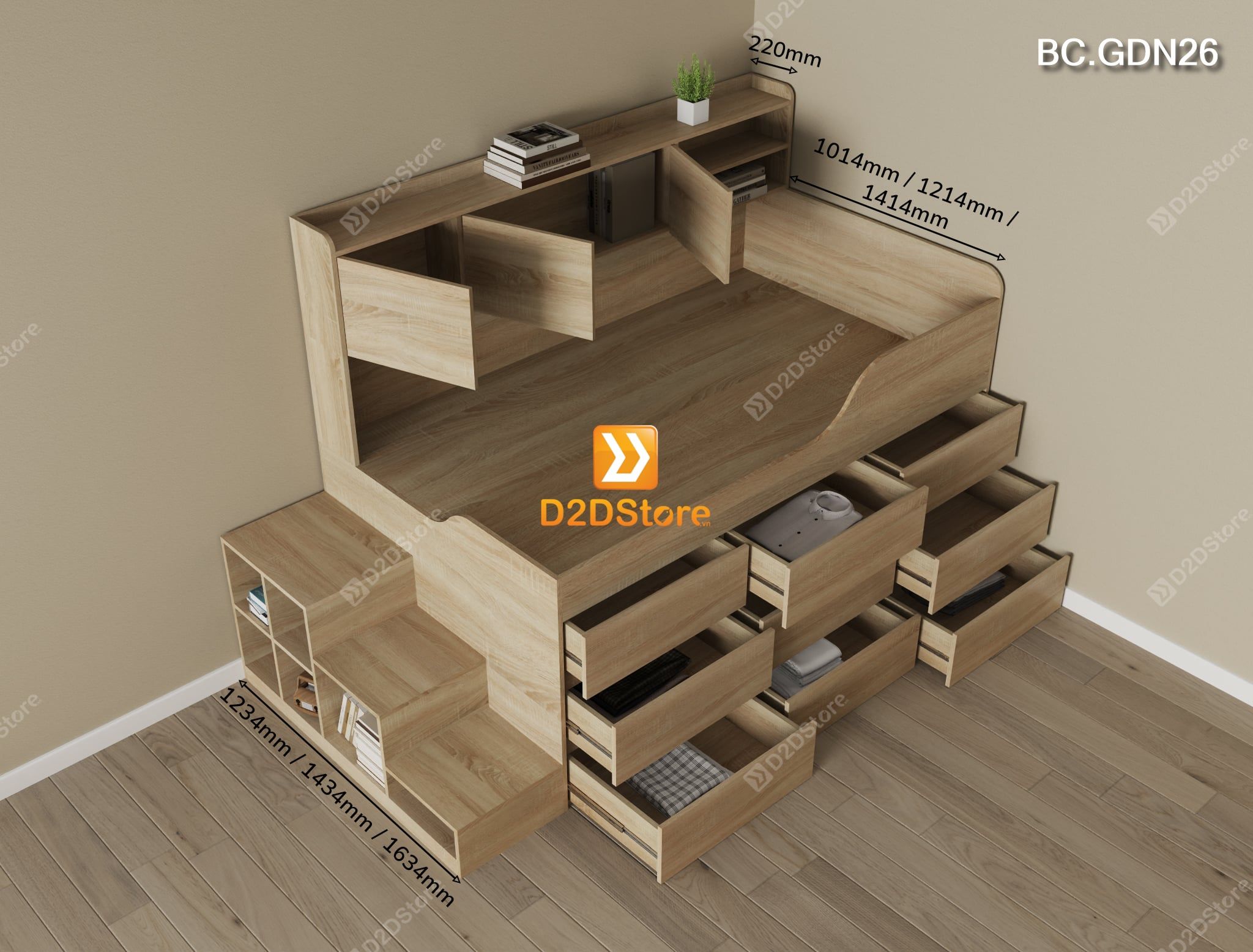  Giường đa năng nhiều ngăn kéo BC.GDN26 