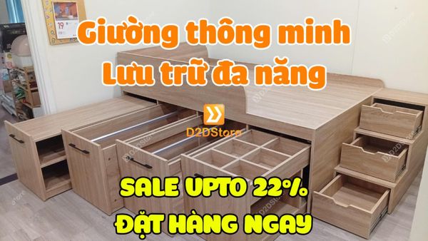 Giường lưu trữ thông minh nhiều kích thước mã HS.BC.GDN19