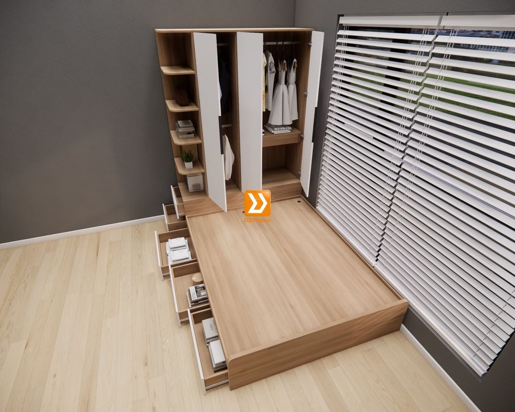 Hệ tủ liền giường TLG.09