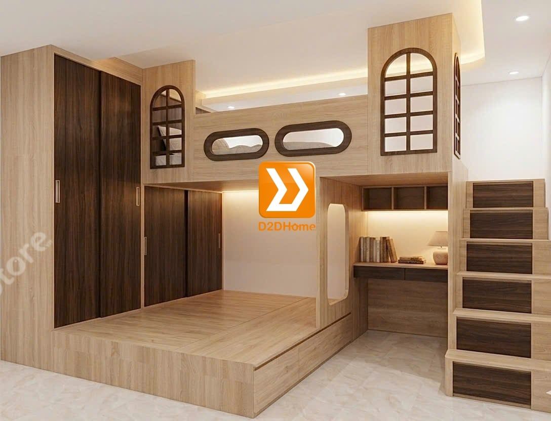  Phòng ngủ giường tầng cho bố mẹ và 1 bé trai nhà anh Hữu Nguyên 