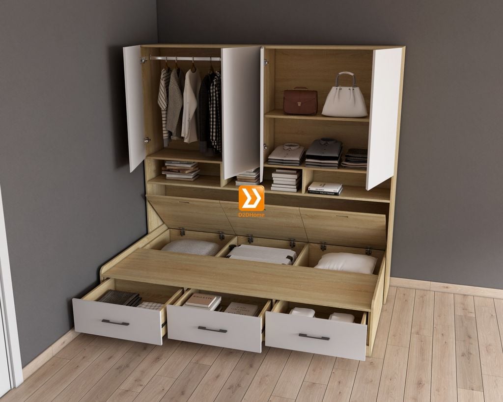 Hệ tủ liền giường TLG.04