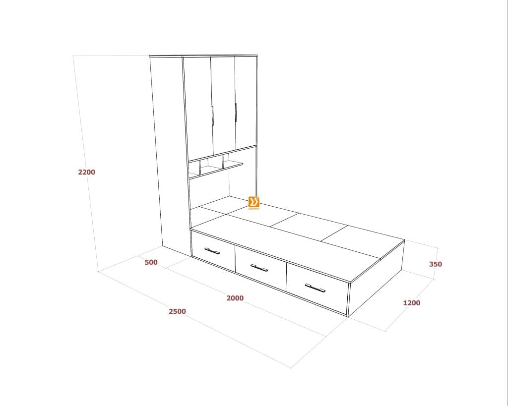 Hệ tủ liền giường TLG.02