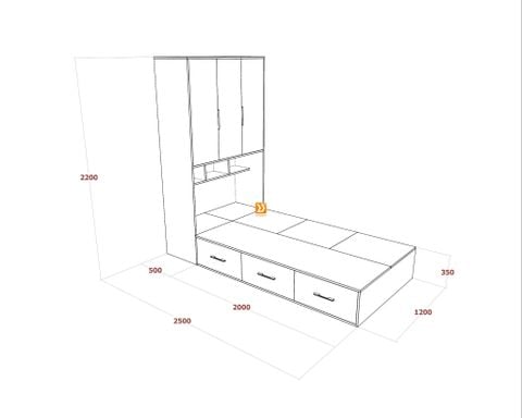 Hệ tủ liền giường TLG.02
