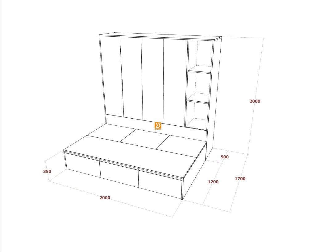 Hệ tủ liền giường TLG.05