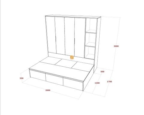 Hệ tủ liền giường TLG.05