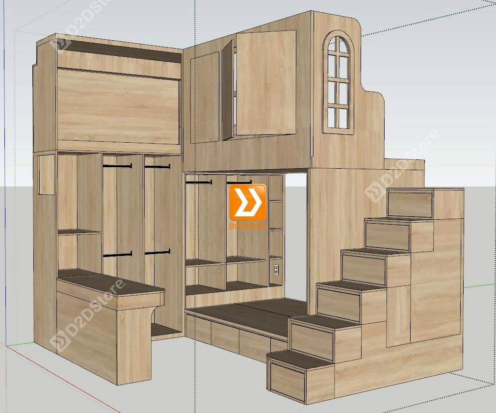Phòng ngủ giường tầng cho bố mẹ và 1 bé trai nhà anh Nguyễn Nam - Ảnh 14