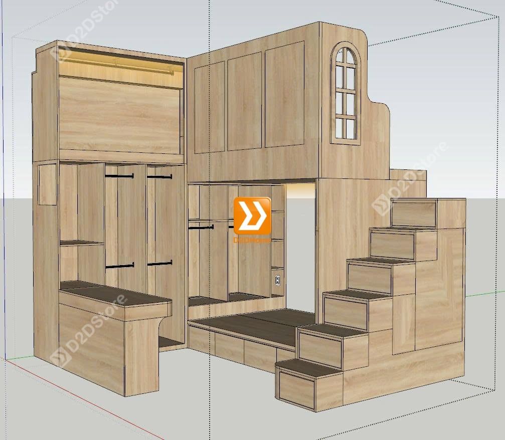 Phòng ngủ giường tầng cho bố mẹ và 1 bé trai nhà anh Nguyễn Nam - Ảnh 15