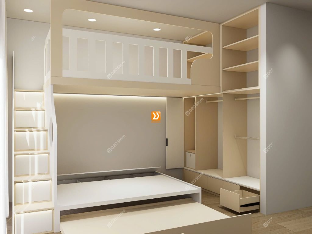 Phòng ngủ giường tầng cho bố mẹ và 2 bé nhà chị Phương Huỳnh - Ảnh 18