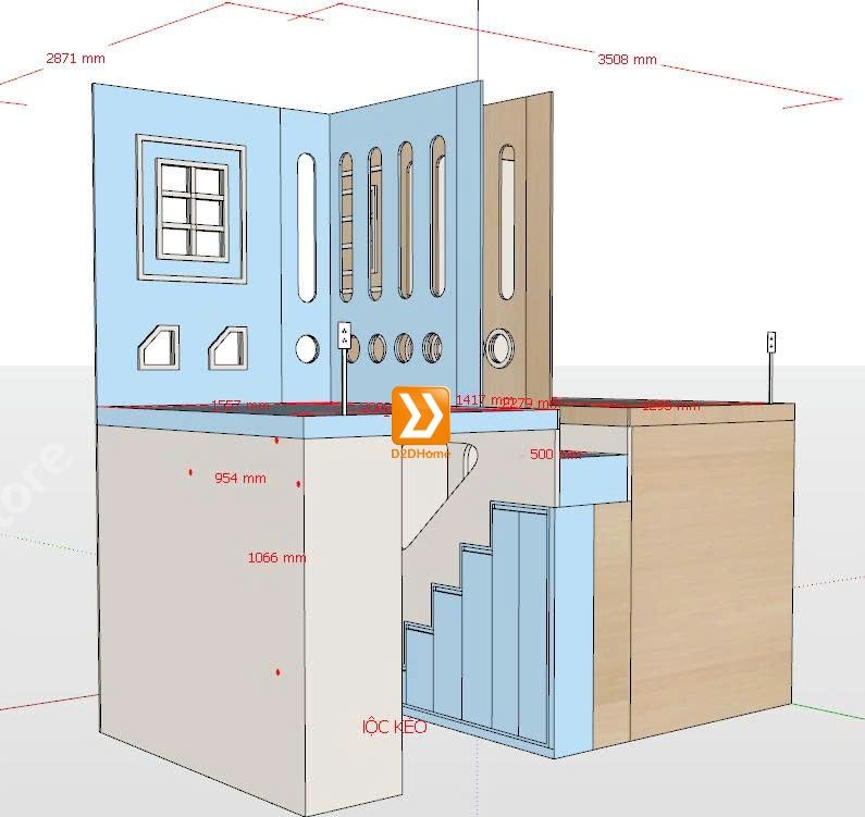 Phòng ngủ giường tầng cho 3 bé trai nhà chị Ánh Tuyết