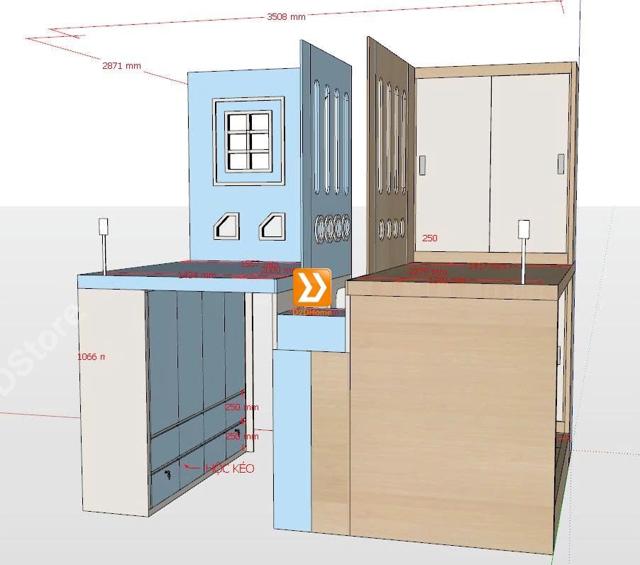 Phòng ngủ giường tầng cho 3 bé trai nhà chị Ánh Tuyết