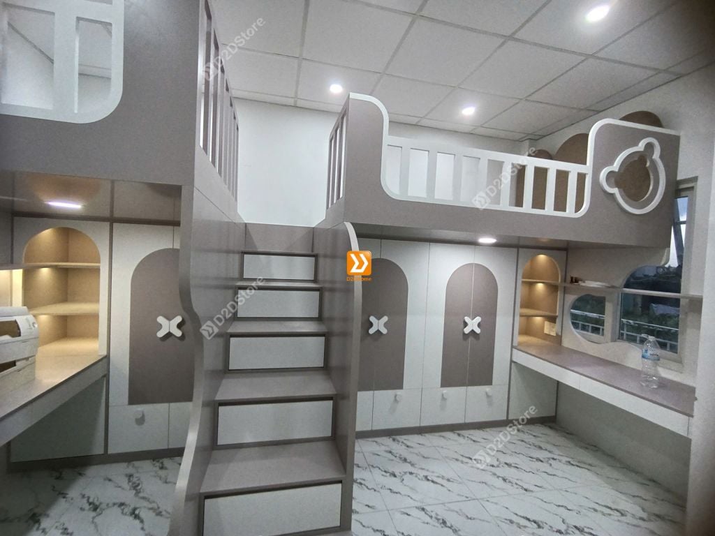 Phòng ngủ giường tầng cho 2 bé gái nhà chị Lệ Trang