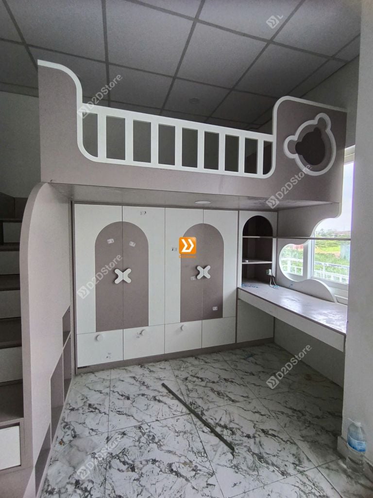 Phòng ngủ giường tầng cho 2 bé gái nhà chị Lệ Trang