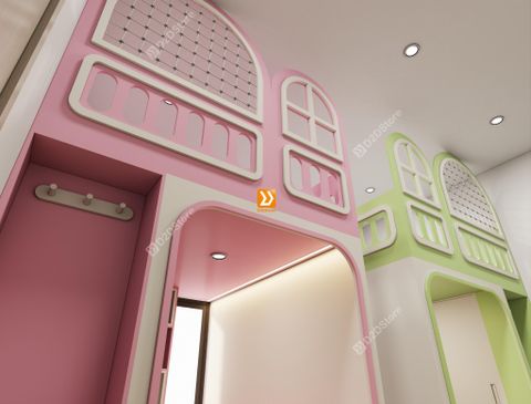 Phòng ngủ giường tầng cho 2 bé trai và gái nhà chị Tiêu Tình