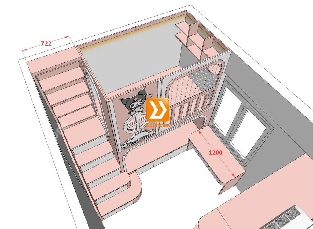 Phòng ngủ giường tầng cho 2 bé gái nhà anh Quốc Cường