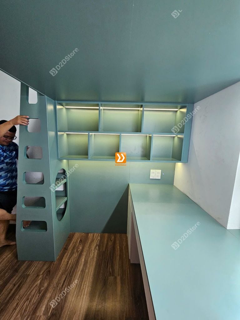 Phòng ngủ giường tầng 1 bé trai nhà anh Huang Juang