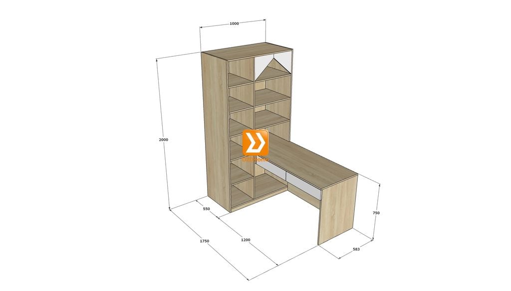Hệ giường tủ bàn kết hợp cho phòng nhỏ 8m2 nhà chị Hồng Mơ
