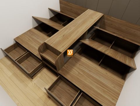 Hệ giường tủ đối xứng cho 2 bé trai nhà chị Huyền Trang