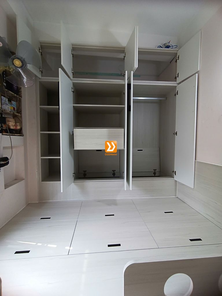 Phòng ngủ cho bé với hệ giường tủ bàn kết hợp nhà chị Jia Fong