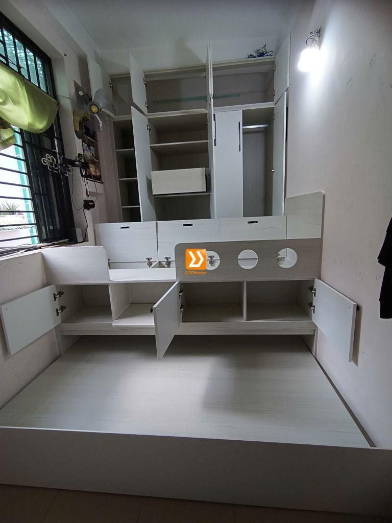 Phòng ngủ cho bé với hệ giường tủ bàn kết hợp nhà chị Jia Fong