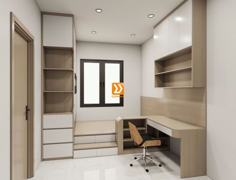 Phòng ngủ với hệ giường tủ bàn kết hợp nhà anh Phan Anh