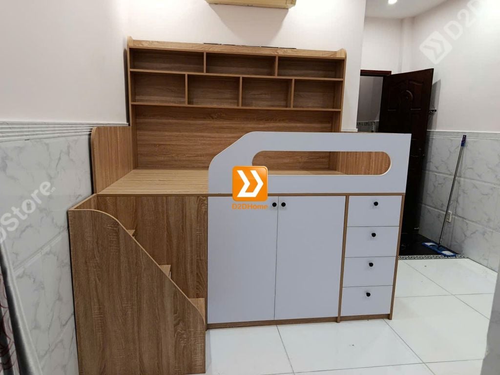 Giường thông minh tích hợp nhiều công năng tủ áo ngăn kéo kệ sách mã GTM.DN01 - Ảnh 19
