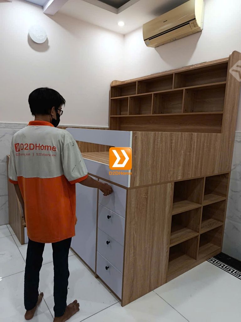 Giường thông minh tích hợp nhiều công năng tủ áo ngăn kéo kệ sách mã GTM.DN01 - Ảnh 20
