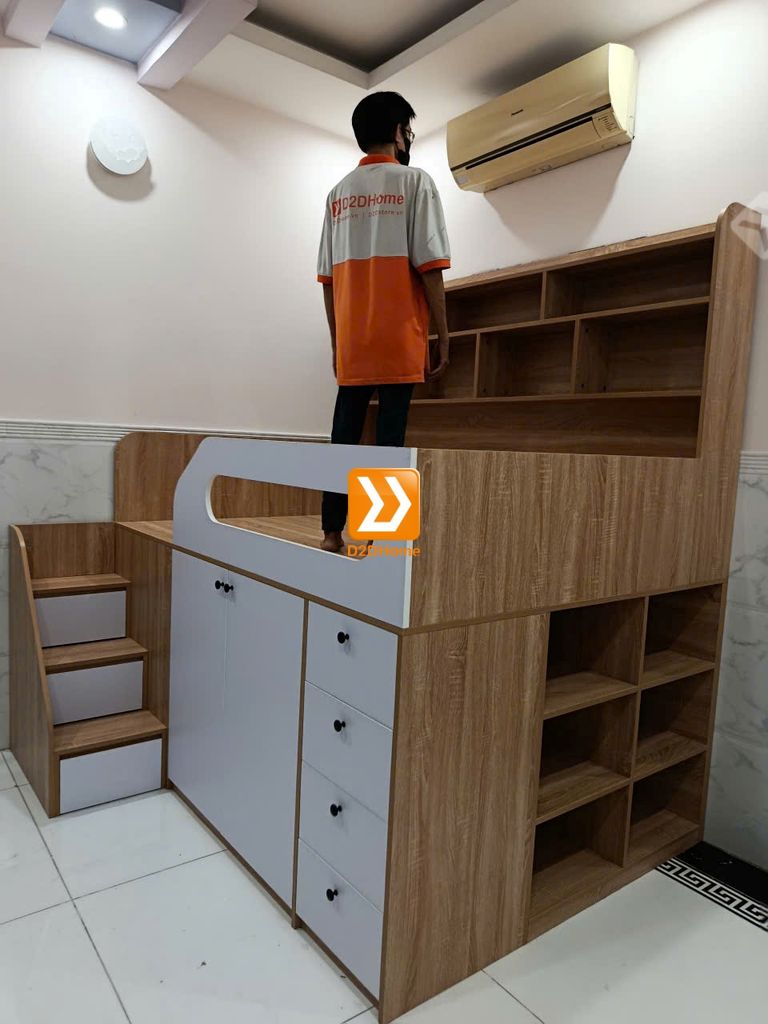 Giường thông minh tích hợp nhiều công năng tủ áo ngăn kéo kệ sách mã GTM.DN01 - Ảnh 21