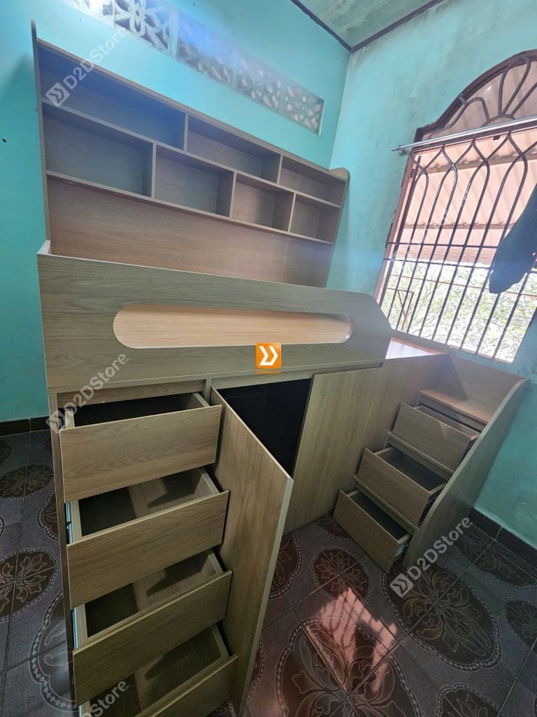 Giường thông minh tích hợp nhiều công năng tủ áo ngăn kéo kệ sách mã GTM.DN01 - Ảnh 15
