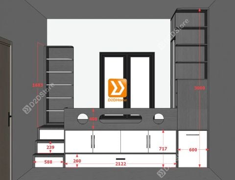 Phòng ngủ cho bé với hệ giường tủ bàn kết hợp nhà chị Phượng