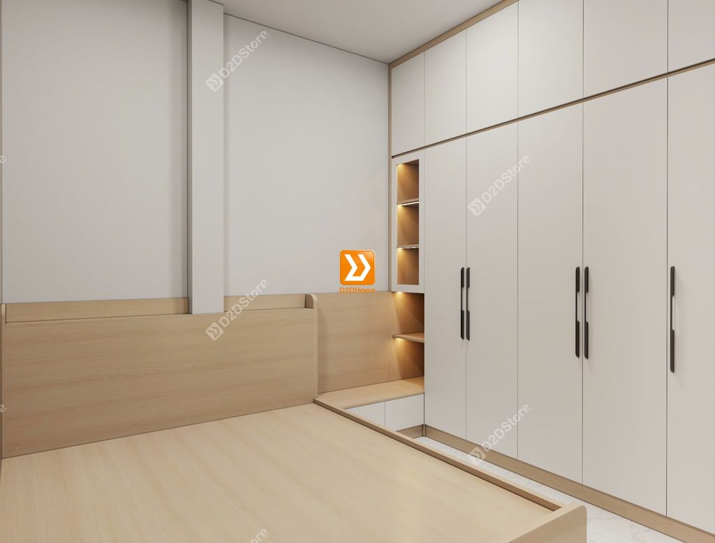Phòng ngủ giường tầng cho bố mẹ và 1 bé gái nhà chị Diệu Hạnh