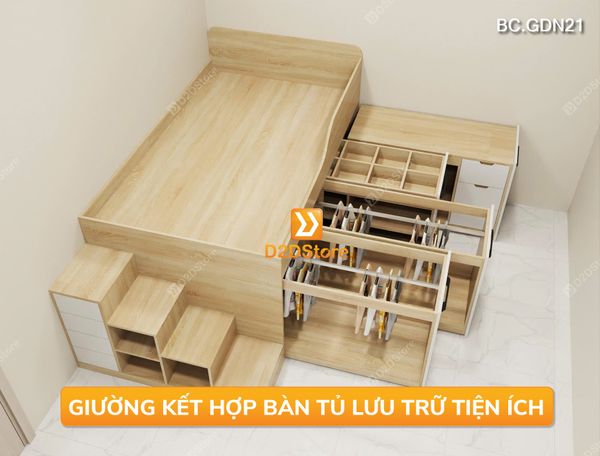 Giường ngủ kết hợp tủ lưu trữ thông minh nhiều kích thước mã BC.GDN21