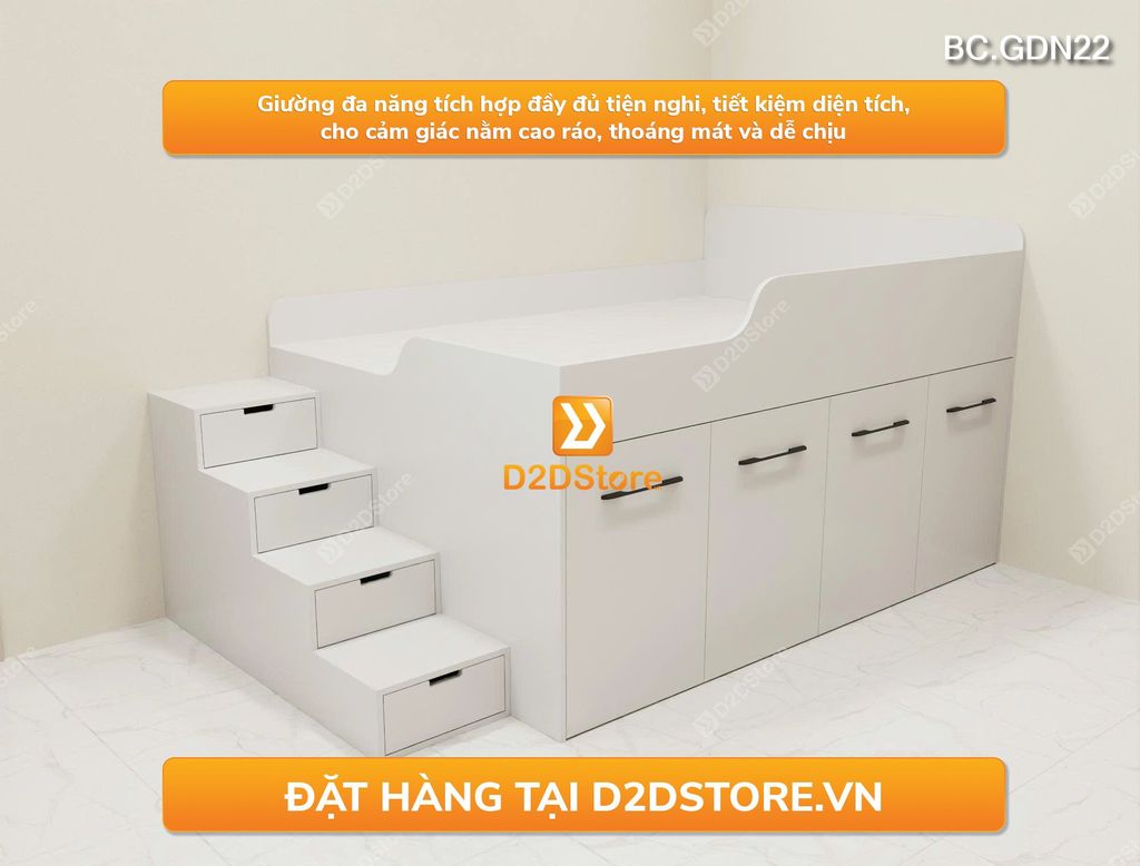 Giường ngủ thông minh đa năng nhiều kích thước mã BC.GDN22