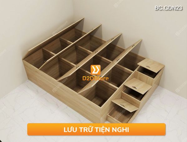Giường ngủ kết hợp tủ lưu trữ nhiều kích thước mã BC.GDN23