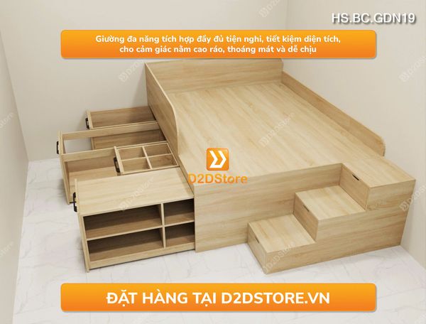 Giường lưu trữ thông minh nhiều kích thước mã HS.BC.GDN19