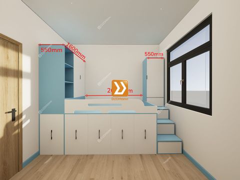 Phòng ngủ với hệ giường tủ kết hợp nhà chị Hạnh