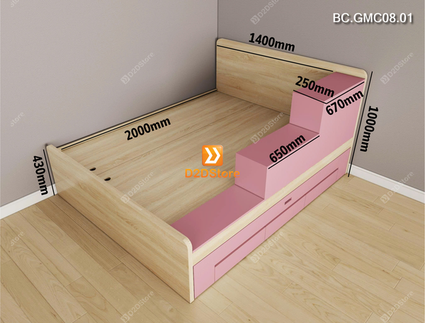 Giường kéo 2 tầng thông minh nhiều kích thước mã BC.GMC08.01