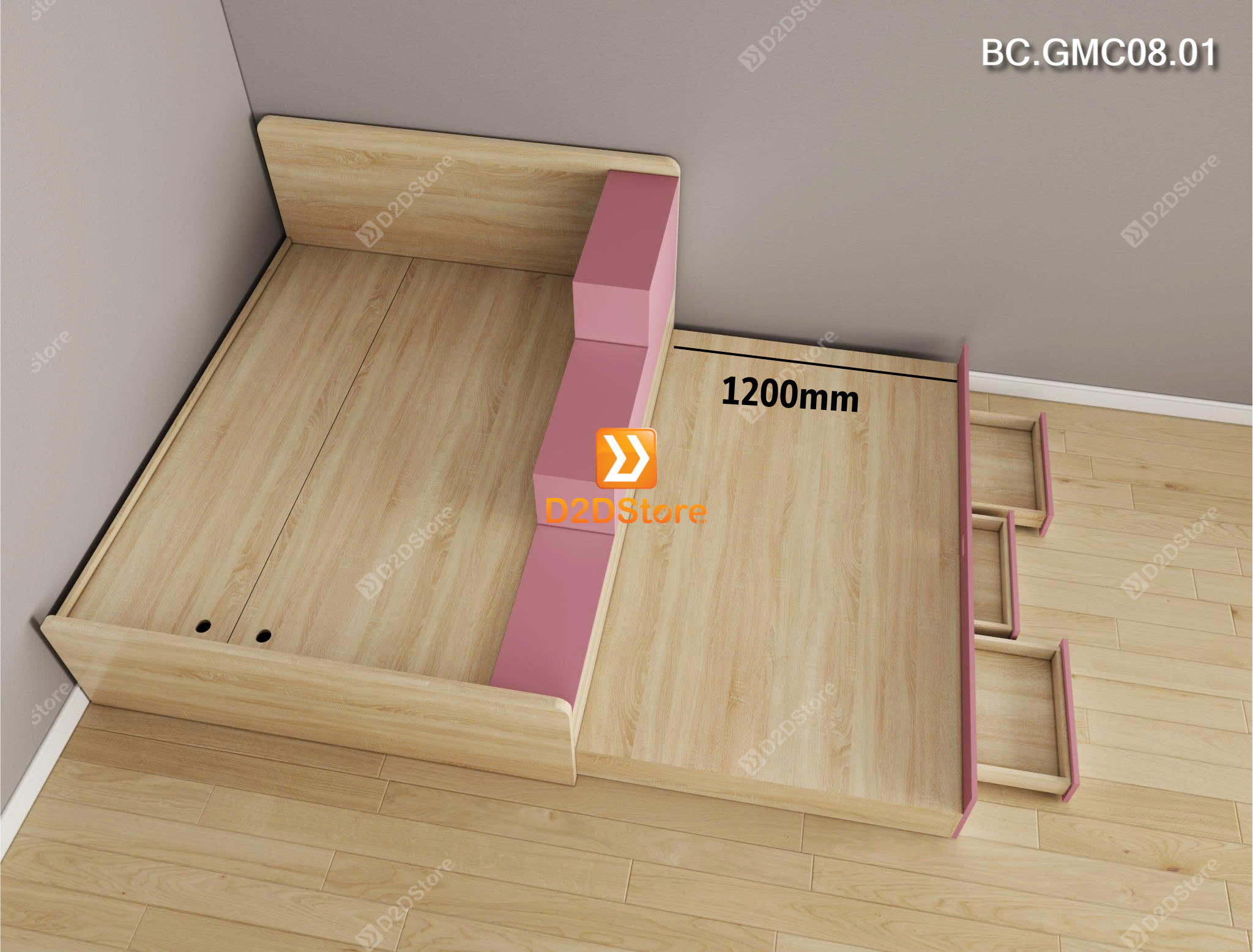  Giường kéo 2 tầng thông minh nhiều kích thước mã BC.GMC08.01 