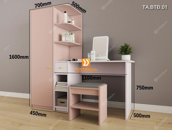 Bộ tủ và bàn kết hợp tiện ích cho không gian nhỏ mã TA.BTÐ.01