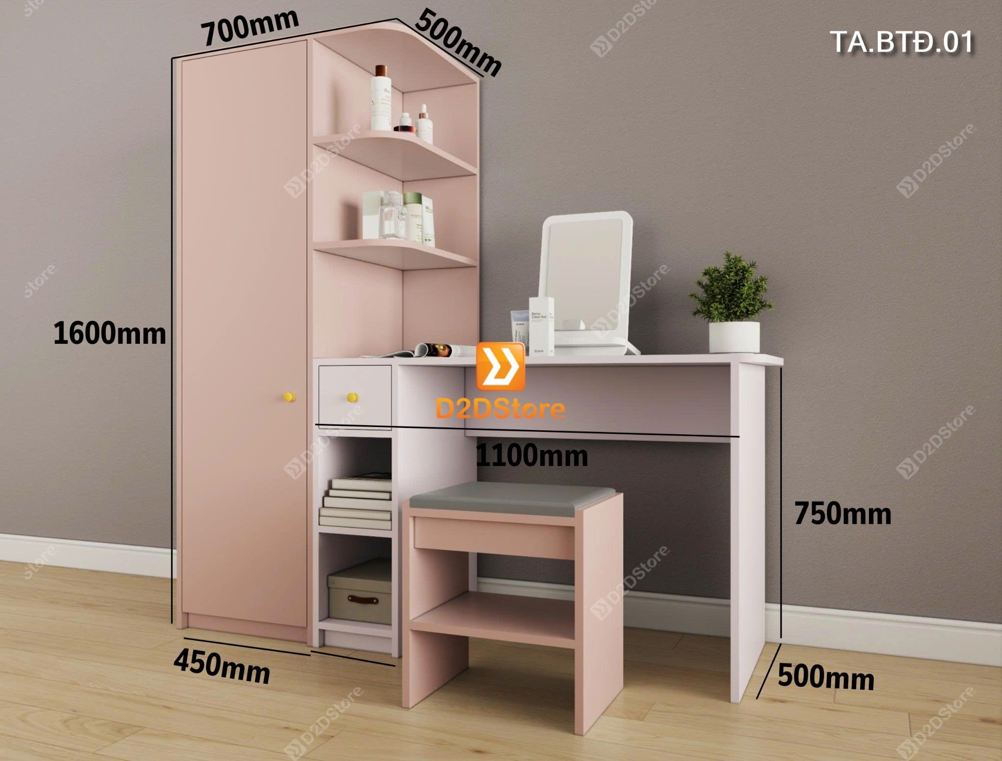  Bộ tủ và bàn kết hợp tiện ích cho không gian nhỏ mã TA.BTÐ.01 