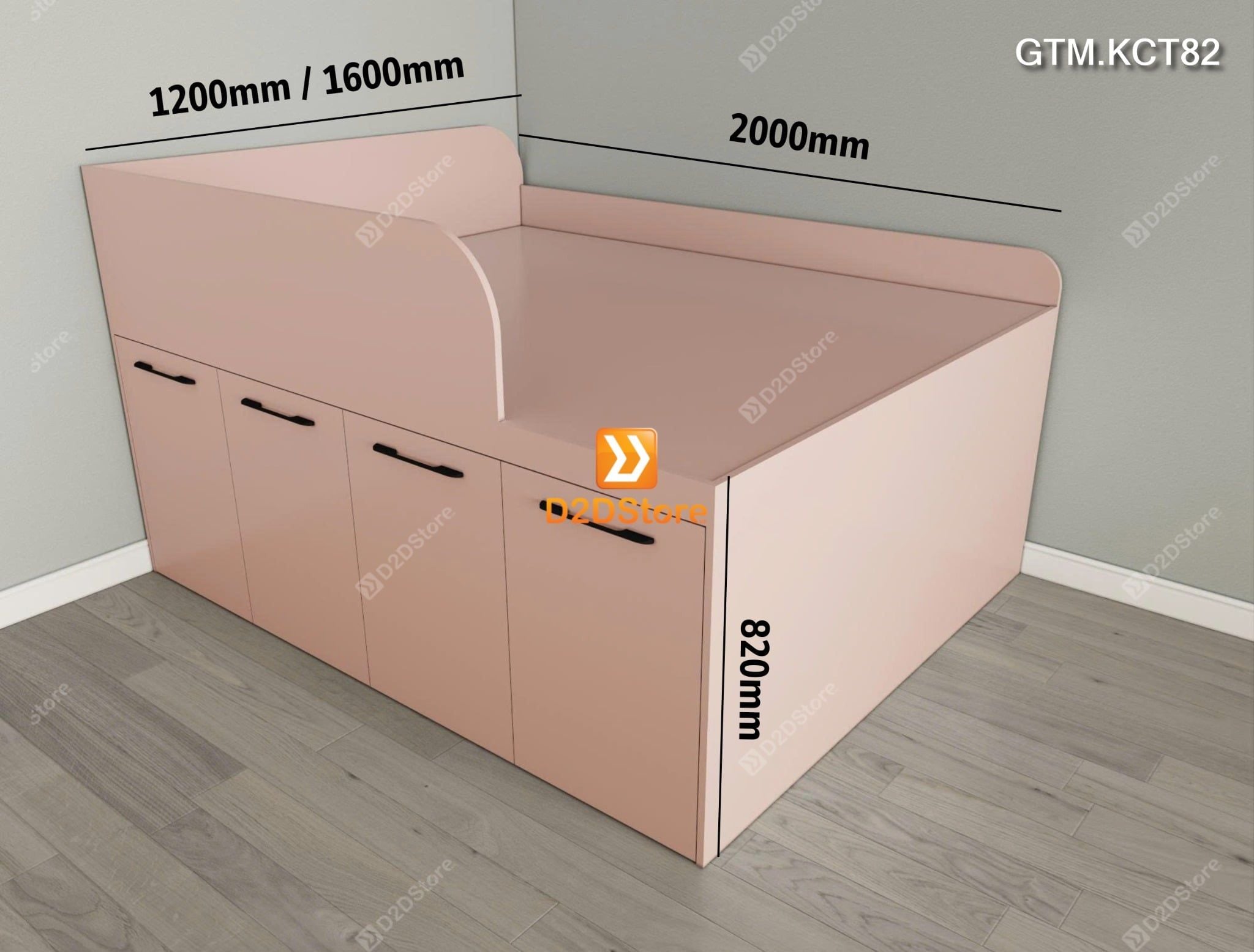  Giường thông minh tích hợp 4 tủ ngăn kéo dưới giường tiện ích không cầu thang cao 82cm mã GTM.KCT82 