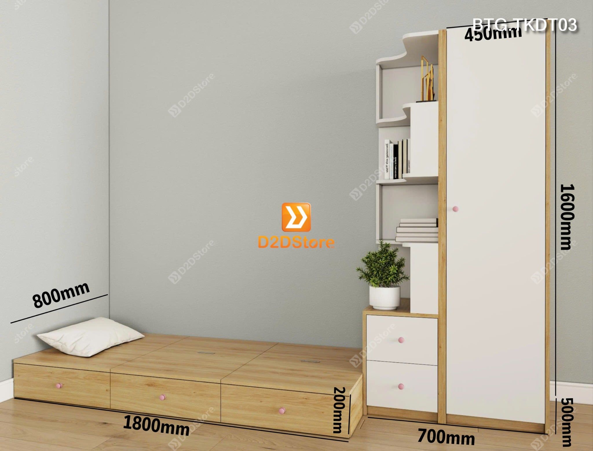  Bộ phòng ngủ dành cho người thuê phòng xếp gọn tiết kiệm diện tích linh hoạt di chuyển mã BTG.TKDT03 