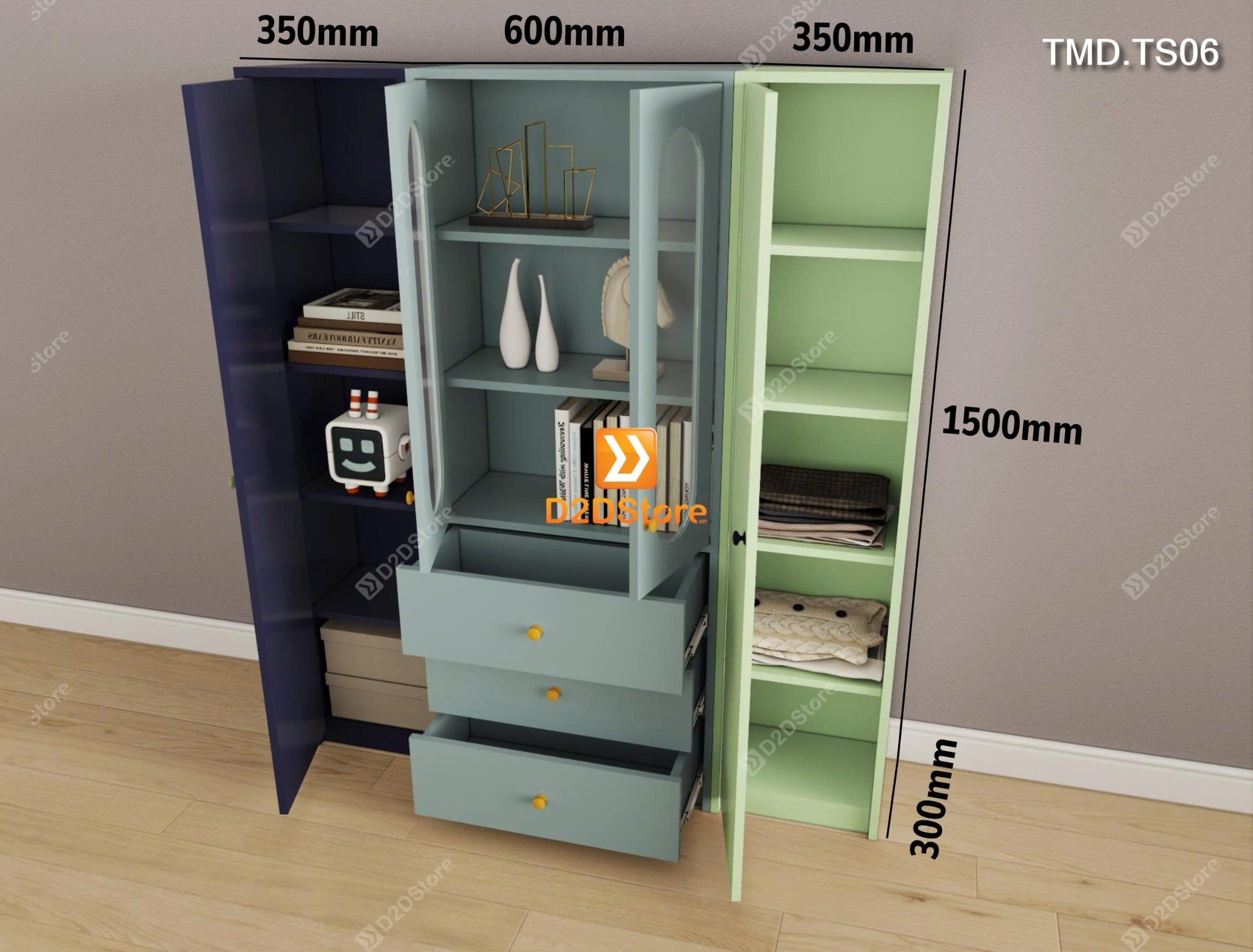  Bộ 3 tủ module trang trí 3 màu đựng sách đồ dụng tiện ích mã TMD.TS06 